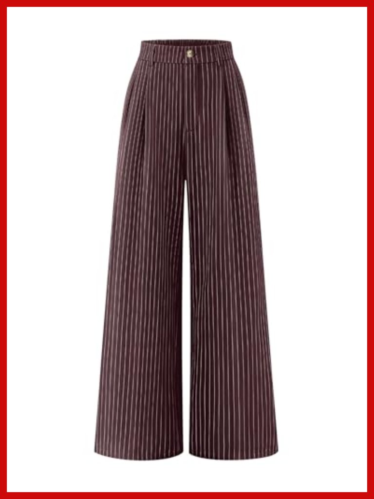 Wide Leg Striped Palazzo Pants High Waist Straight Business Dressy Slacks With